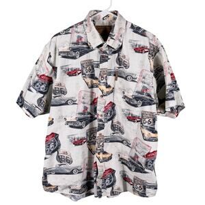 North River Outfitter Men's XL Cotton Vintage Classic Cars Chevy Route 66 Shirt